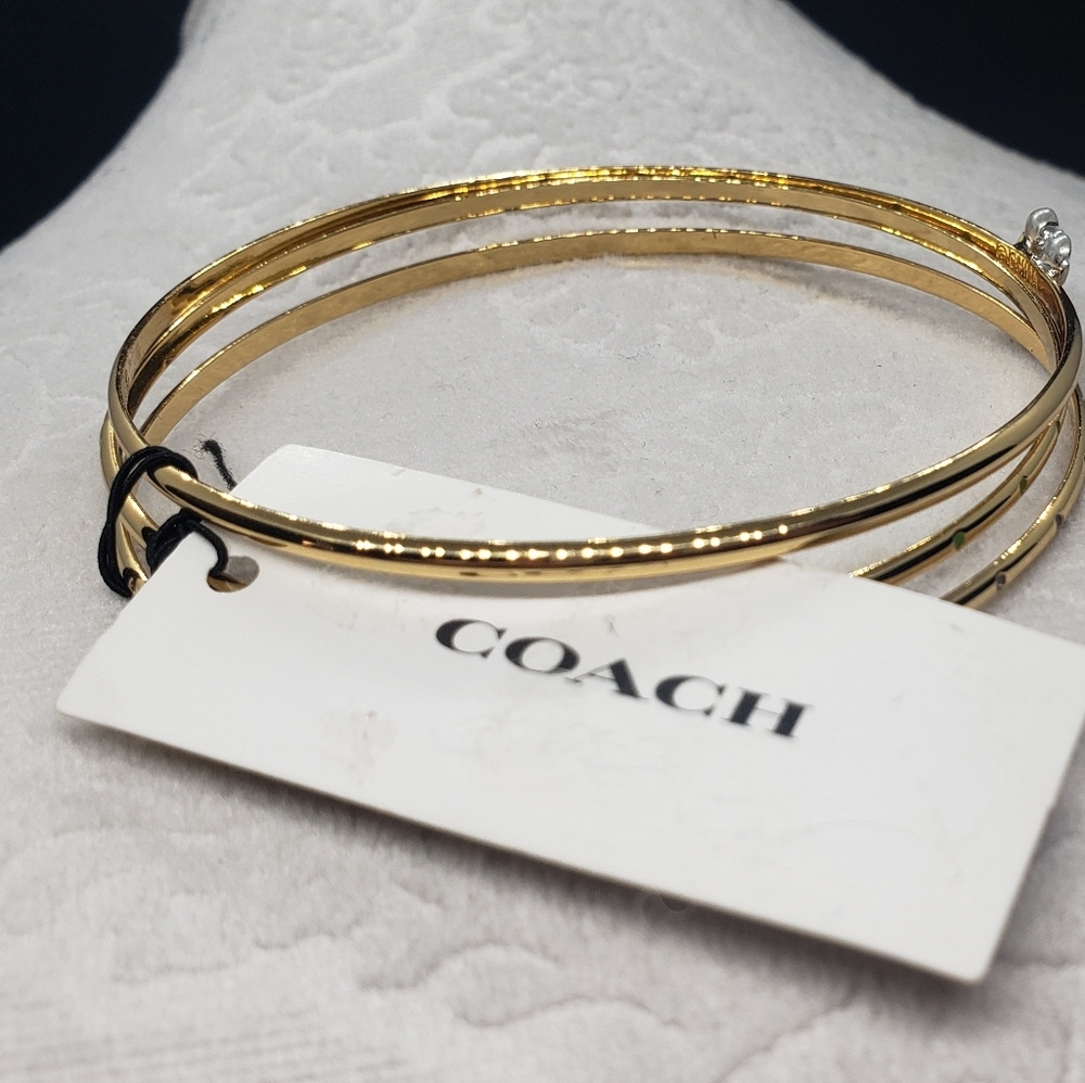 Coach bracelet Bangle Set (3) green/blue crystals - Picture 5 of 8